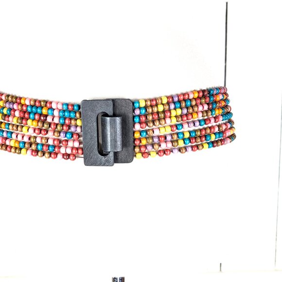 Multicolored beaded vintage wooden stretch belt main image 5